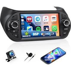 CAMECHO 4+64G 7 Inch DSP Car Radio for Fiat Fiorino 2008-2016 with Reversing Camera, Android 13 Wireless Carplay Bluetooth Radio with FM/RDS Navi Android Car GPS WiFi Mirror Link + Canbus HD