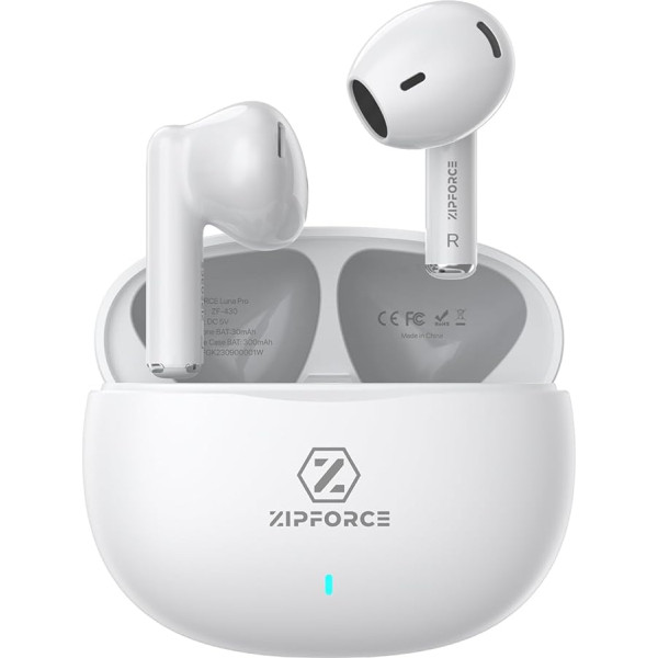 ZIPFORCE True Wireless Earbuds, In-Ear Bluetooth 5.3 Headphones 4-Mics ENC Clear Call, Bluetooth Earbuds Touch Control 40 Playtime, IPX6 Waterproof TWS, Light-Weight Earphones