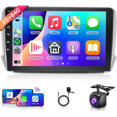 2G 64G Android 13 Car Radio for Peugeot 2008 208 2012-2018 10.1 Inch Touchscreen Car Radio with Wireless Carplay Android Car Navigation GPS Mirror Link Bluetooth FM/RDS Radio WiFi USB+ Reversing