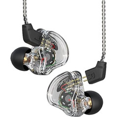 CCZ Melody In-Ear Headphones Dynamic Hybrid Dual Driver 1BA + 1DD In-Ear Monitor HiFi Headphones Musician IEM Upgrade Deep Bass Suitable for Bass Vocals Pop Folk ACG (no microphone, transparent black)