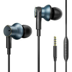 In-Ear Headphones Cable with Four Speakers, Wired High Fidelity Stereo Earphones with Microphone, Noise Isolating Headphones with 3.5 mm Jack for Most Smartphones, Tablets, PCs