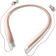 Queen.Y Wireless Neckband Headphones, Bluetooth BT4. 0 Sports In-Ear Headset Stereo Headphones with Microphone, Noise Cancelling, FastCharge (Gold)