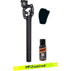 Suntour Federsattelstütze SP12/25-NCX Durchmesser 27,2mm/30,9mm/31,6mm, Länge 400mm,Gewicht 65-95kg, 95-120kg Parallelogramm inklusive Brunox Deo und MSZweirad Reflexband