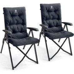 EVER ADVANCED Camping Chair Foldable Back Adjustable in 4 Positions 150 kg Load Capacity Folding Chair Luxury 6 cm Thick Padded Garden Chair High Back Fishing Chair for Camp Garden Balcony Aluminium +