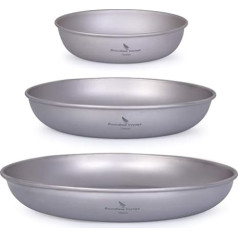 Boundless Voyage Ultralight Camping Titanium Pan Dish Plate with Carry Bag Outdoor Titanium Tableware and Utensils Measuring Kit