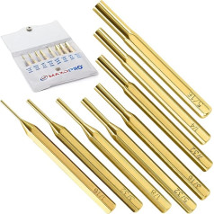 Premium Brass Pin Punch Set, 8 Pieces Professional Brass Drive Punch Set, Various Gun Punch Set for Watch Repair Jewellery and Crafts Maxopro