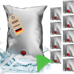 ZELTNACHT 10 x Premium Water Bags, 30 L, BPA-Free, Foldable & Reusable for Camping, Hiking, Survival, Safe Drinking Water Storage, Outdoor Accessories, Emergency Kit, Efficient Water Storage