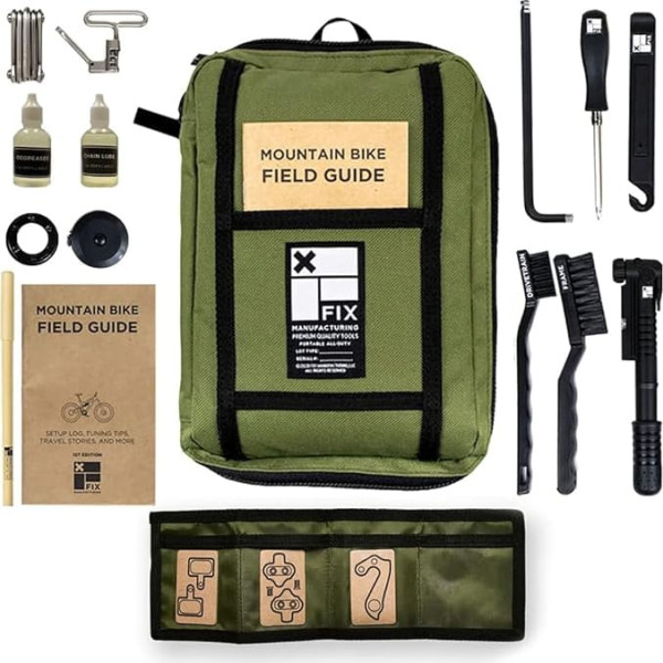Fix Manufacturing MTB Bicycle Tool Kit, Portable 16 Tools Bike Accessories Bicycle Tool Kit, Complement Your Tyres with Air Lubricant Your Chain Wheel in Your Suspension