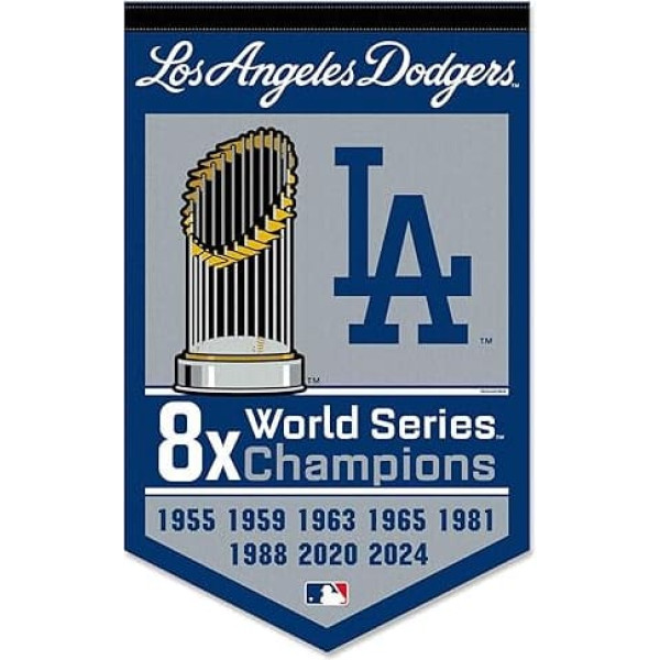 WinCraft Los Angeles Dodgers 8 Time 8X World Champions Banner Pennant