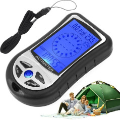 Elektronischer Höhenmesser, Digitaler Höhenmesser, Multifunktions-Handbarometer, Temperaturmessgerät, , tragbares Gerät mit Hintergrundbeleuchtung, Wettervorhersage, Uhrzeit