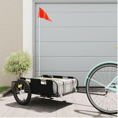 Willood Bicycle Trailer Load Trailer Bicycle Transport Trailer Black Oxford Fabric and Iron 126 x 63 x 36 cm