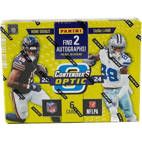 2024 Panini Contenders Optic Fußball-Hobby-Sammelkartenbox (zwei Autogramme pro Box)