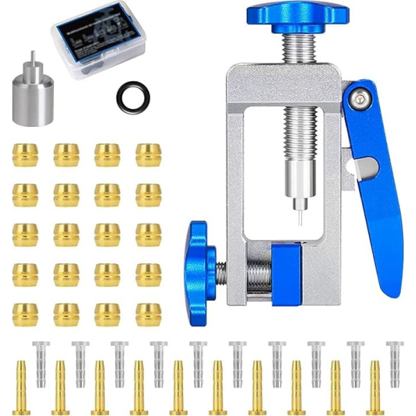 dcvbny Bike Brake Tool Kit, Hydraulic Disc Hose, Upgraded Needle Driver Insertion Tool with Bicycle Brake Olive Green and Brass Connecting Insert Kit for Shim-ano BH90