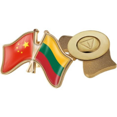 Brooch with Patriotic Flag of China and Lithuania Brooch with Square Vintage Flag Print Ethnic Style Backpack Hats Hard Lapel Pins Badge Accessories for Men and Women