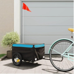 Willood Bicycle Trailer Load Trailer Bicycle Transport Trailer Black and Blue 30 kg Iron 120 x 54 x 44 cm