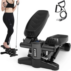 BAKAJI Stepper Training Fitness Cardio Legs Belly Hip with LCD Display Calories and Time Shoulders Structure Made of Stainless Steel Non-Slip Colour Black Size 42 x 27 x 31.5 cm