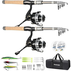 OLOLYAP Fishing Rod Combo 2 Pieces Carbon Fiber Fishing Rod and Aluminum Reel Combo Set Fishing Line Carry Bag Sea Saltwater Freshwater Fishing Rod Reel