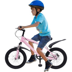 Steeviuzj 18 Inch Children's Mountain Bike with Support Bar & Support Bar, Children's Bicycle MTB City Adjustable Bicycle for Boys and Girls
