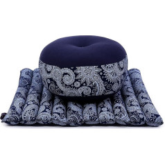 Leewadee Meditation Set Yoga Set with Zafu Meditation Cushion and Small Rolling Seat Mat Zabuton Ecological Natural Product