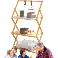 Camping Storage Shelves - Outdoor Storage Shelves, Foldable Camping Shelves, Portable Camping Folding Table with Multiple Levels, Wear-resistant Compact Shelves