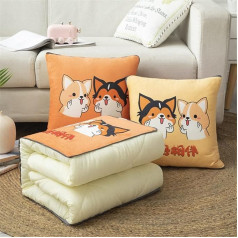 Travel Blanket Decorative Pillow 2 in 1 Pillow Blanket Blanket Aeroplane Warm Blanket for Relaxation Car Office Home Nap Travel Blanket (Dog)