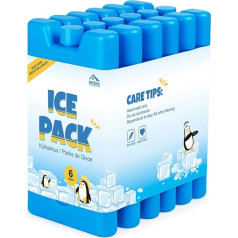 ilauke Pack of 6 Ice Packs for Cool Bag, 200 ml Reusable Ultra Thin Cooling Element, Cool Bag and Cool Box Keeps Food Fresh and Drink Cools for Lunch Boxes Outdoor Picnic Camping