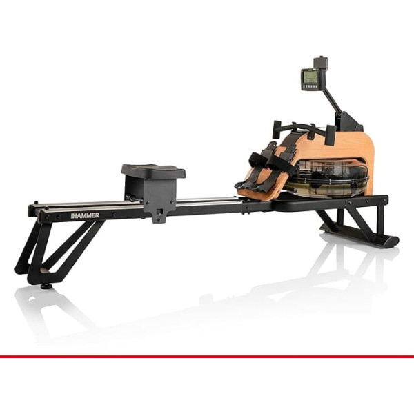 HAMMER RowFlow 5.0 NorsK Water Rowing Machine, Elegant Wood Design, 20 Programmes, Innovative Rowing Handle