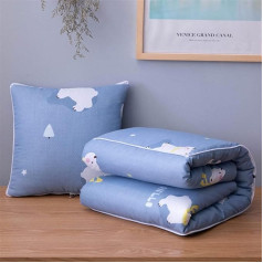 Cushion Blanket 2 in 1 Travel Blanket Cushion Quilt Multifunctional Pillow Blanket Neck Support Pillow Soft & Warm Nap Mat Cushion for Sofa Bed Office Chair (Blue Polar Bear)