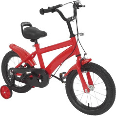 AOOUNGM Children's Bicycle 14 Inch with Training Wheels and Chain Guard Height Adjustable 43-49 cm Seat Children's Bicycle for Boys Girls Outdoor Red