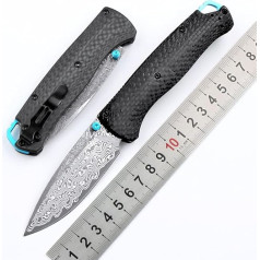 Klappmesser Damaszener Geschmiedet Taschenmesser Kohlefaser & Damaststahl Scharfe, Damaskus stahl Messer, EDC Messer Outdoor, Damast einhand messer axis lock, survival messer carbon mit scheide clip