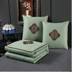 goodFarewell Kissendecke 2 in 1​ Reisedecke Kissen Quilt Multifunktionale Kissen Decke Nackenstützkissen Soft & Warm Nap Mat Kissen für Schlafsofa Bürostuhl （Klassisch grün）