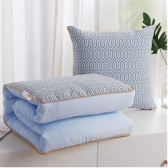 Cushion Blanket 2 in 1 Travel Blanket Cushion Quilt Multifunctional Pillow Blanket Neck Support Pillow Soft & Warm Nap Mat Cushion for Sofa Bed Office Chair (Labyrinth Blue)