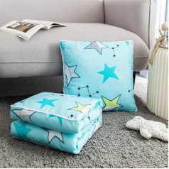 Cushion Blanket 2 in 1 Travel Blanket Cushion Quilt Multifunctional Pillow Blanket Neck Support Pillow Soft & Warm Nap Mat Cushion for Sofa Bed Office Chair (Gypsophila)