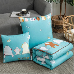 goodFarewell Kissendecke 2 in 1​ Reisedecke Kissen Quilt Multifunktionale Kissen Decke Nackenstützkissen Soft & Warm Nap Mat Kissen für Schlafsofa Bürostuhl （Blauer Hund）