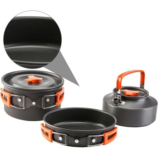 MILISTEN 1Satz Camping Kochgeschirr für Personen Tragbarer Aluminium Kochtopf mit Wasserkocher und Vielseitig für Outdoor Camping Reinigen