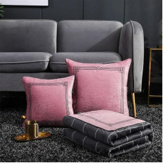 goodFarewell Kissendecke 2 in 1​ Reisedecke Kissen Quilt Multifunktionale Kissen Decke Nackenstützkissen Soft & Warm Nap Mat Kissen für Schlafsofa Bürostuhl （Retro-Rosa）