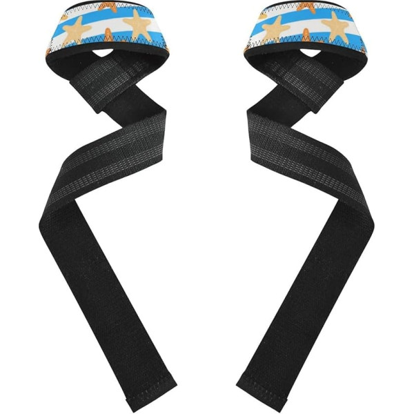 Handgelenkbandagen für Powerlifting, Krafttraining, Bodybuilding, 66 cm, Blau / Weiß gestreift, 66 cm