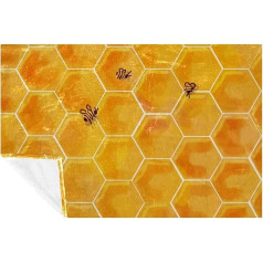 VAPOKF Bio-Honigwaben-Drucke, weich, warm, gemütlich, Überwurf für Bett, Couch, Sofa, Picknick, Camping, Strand, 150 x 100 cm