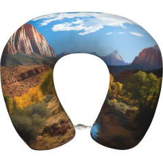 LHDGBWC Travel Pillow for Airplane, Zion National Park Memory Foam Neck Pillow, Removable Neck Support Pillow for Travel, Portable U-shaped Airplane Pillow for Sleeping, Nap