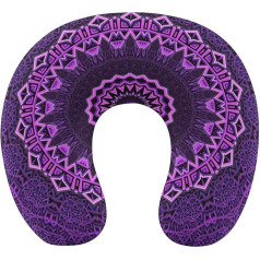 JZemdybill Travel Pillow, Purple Mandala Neck Pillow for Travel, Memory Foam, Portable Support Pillow, Sleeping Pillow