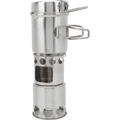 XHTLLO Stainless Steel Camping Cookware, Stainless Steel Camping Cookware Set with Windproof Stove, Portable Pot Set for Outdoor Hiking, Backpacking