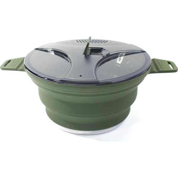 Loufy Foldable Outdoor Pot Silicone Hiking Cooking Pot Portable Picnic Pot Stainless Steel Camping Stove Green