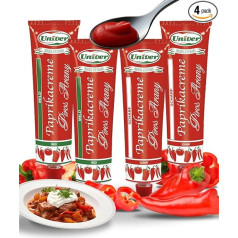 Univer Original 4x Piros Arany Hot & Mild Pepper Cream Economy Set – 4 x 160 g Pepper Pastry – Hungarian Specialty Direct from Manufacturer – Red Gold