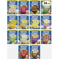 Mixing Pack - Erasco Hot Cups Set of 14 (56 Soups) - Ready Meals, Instant Noodles & 5 Minute Tureen - Soup Variety - Quick Meal for Home & Office