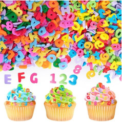 Pack of 2 Cake Decorations Letters and Numbers, Cake Decoration Edible School Letters, ABC Cake Decoration, Sugar Decoration for Cakes, Cup Cakes and Cookies
