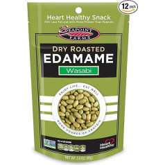 Seapoint Farms Dry Roasted Edamame, Wasabi, 3.5-Ounce Pouches (Pack of 12)