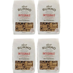 Rummo Pasta Integrale Mezzi Rigatoni N°51, Whole Grain Pasta, Italian Pasta, 500 g, Pack of 4