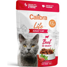 Calibra cat life maisiņš pieaugušajiem liellopu gaļa mērcē 85g