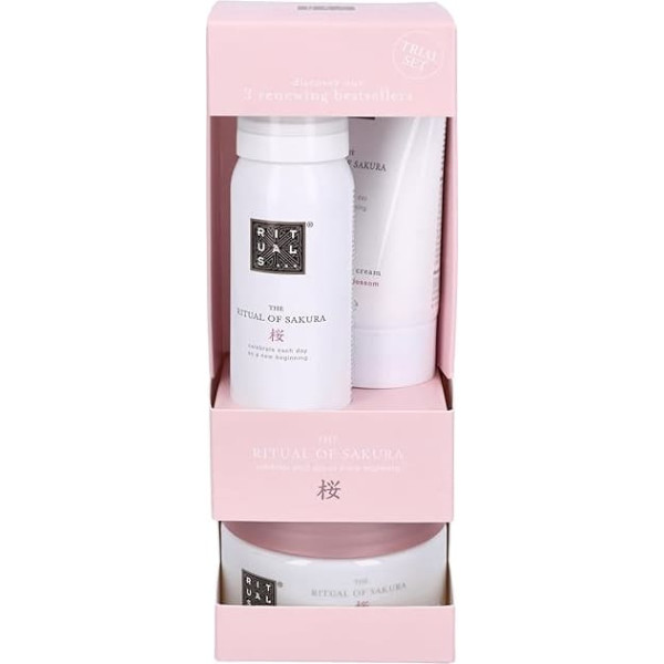 RITUALS The Ritual of Sakura Gift Set for Women, Trial Set - With Rice Milk & Cherry Blossom - Skin Care & Renewal Properties, White, 3.0 Pieces, 0.77 pounds