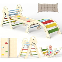 Montessori Indoor Playset: 7-in-1 Climbing Frame with Slide, Arch & Mat for Toddlers and Children (1-3 Years)